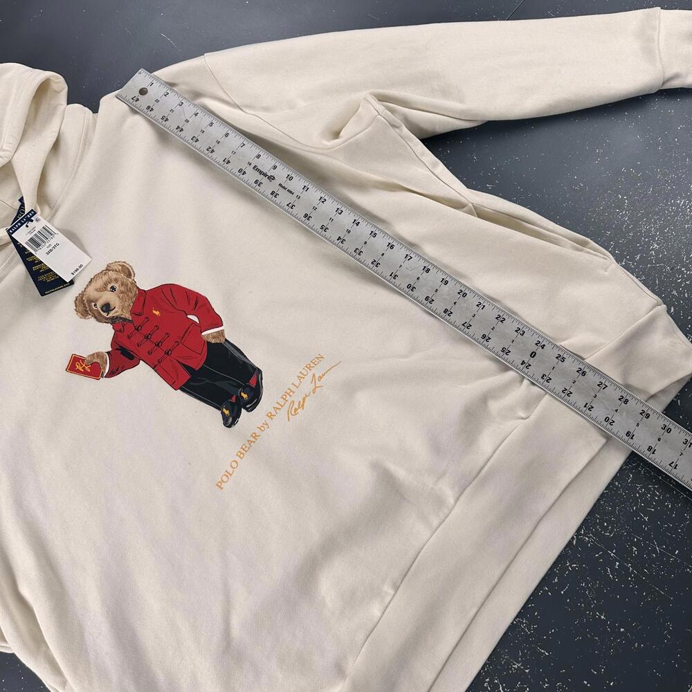 Polo Ralph Lauren Hoodie Mens 3XB Cream Ivory Teddy Bear Hand warmer Pockets NWT - Picture 6 of 7